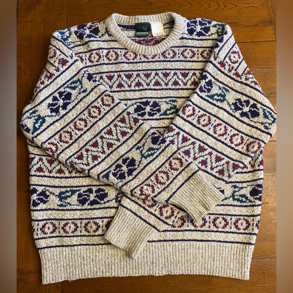 VTG 90s Northern Reflections Fair Isle Sweater Cotton Wool Blend Men’s XL Canada
